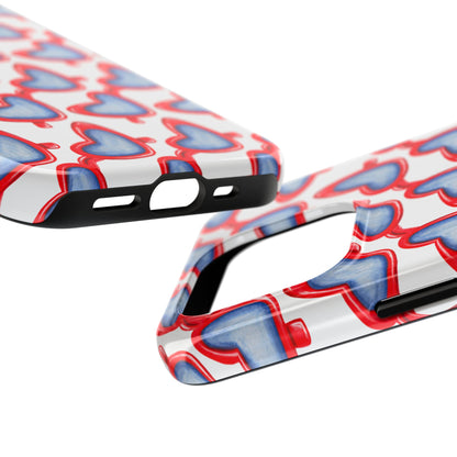 Red Heart Shaped Sunglasses Watercolor Illustrated Tough Phone Case | Various Models