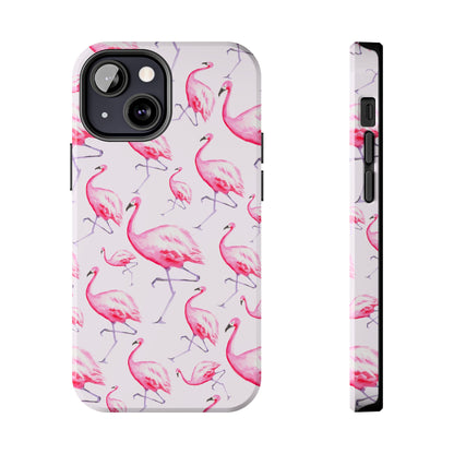Pink Flamingos Watercolor Illustrated Tossed Pattern Blush Phone Case | Various Models iPhone 13 Mini