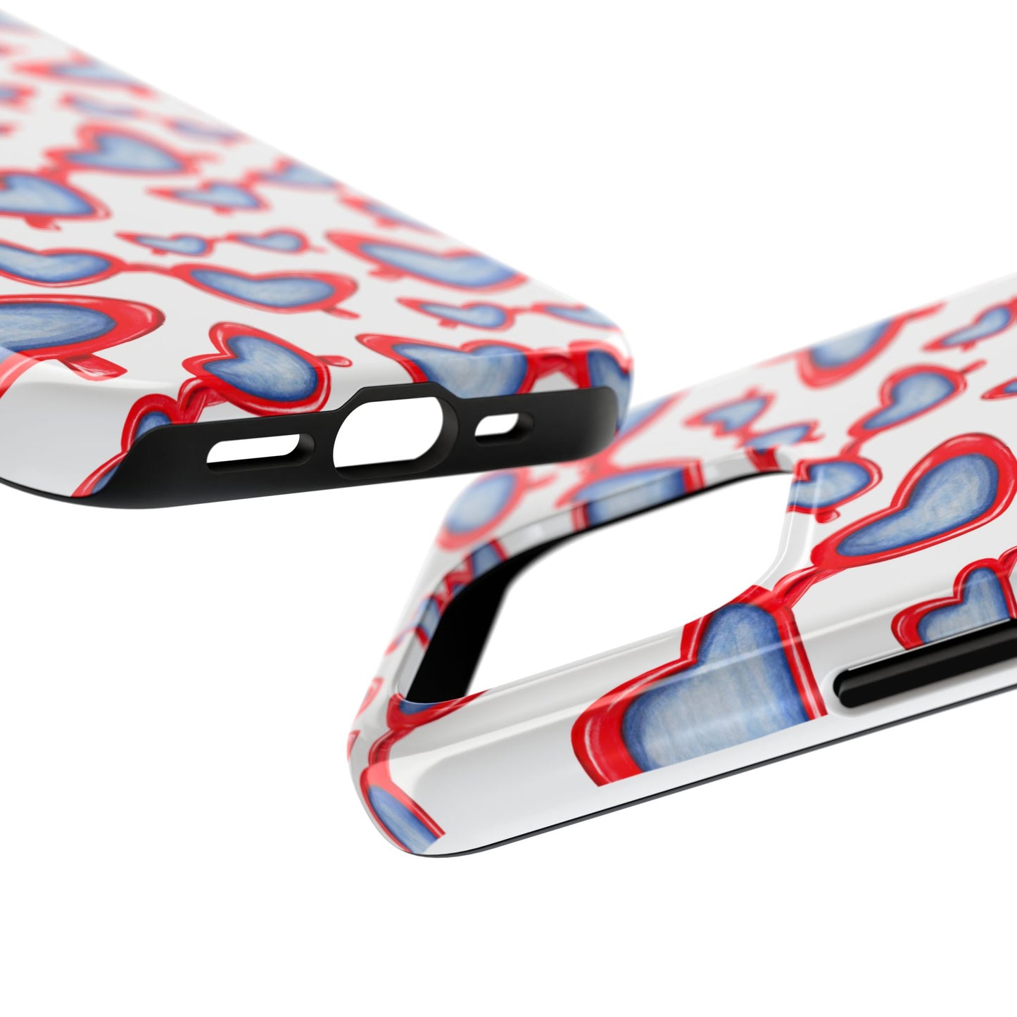 Red, White, & Blue Heart Shaped Watercolor Sunglasses Tossed Pattern Tough Phone Cases