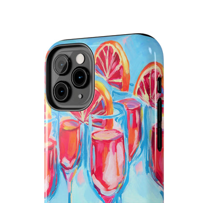 Pink Blood Orange Mimosas Blue Champagne Flute Acrylic Tough Phone Case | Various Models Available