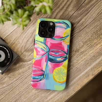 Pink Lemonade Abstract Acrylic Cocktails Tough Phone Case | Various Models Available