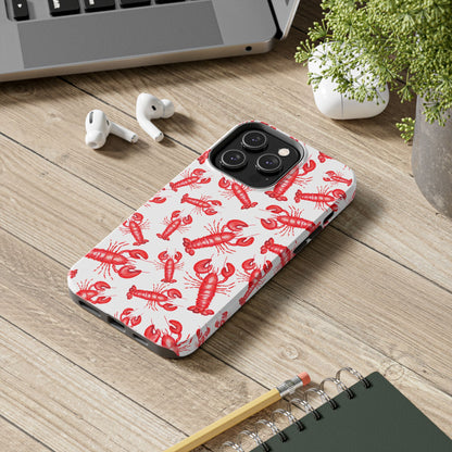Watercolor Red Lobster Coastal Illustrated Patterned Tough Phone Case | Various Models
