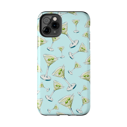 Watercolor Blue and Green Martinis Tossed Illustrated Pattern Turquoise Blue Tough Phone Case | Various Models
