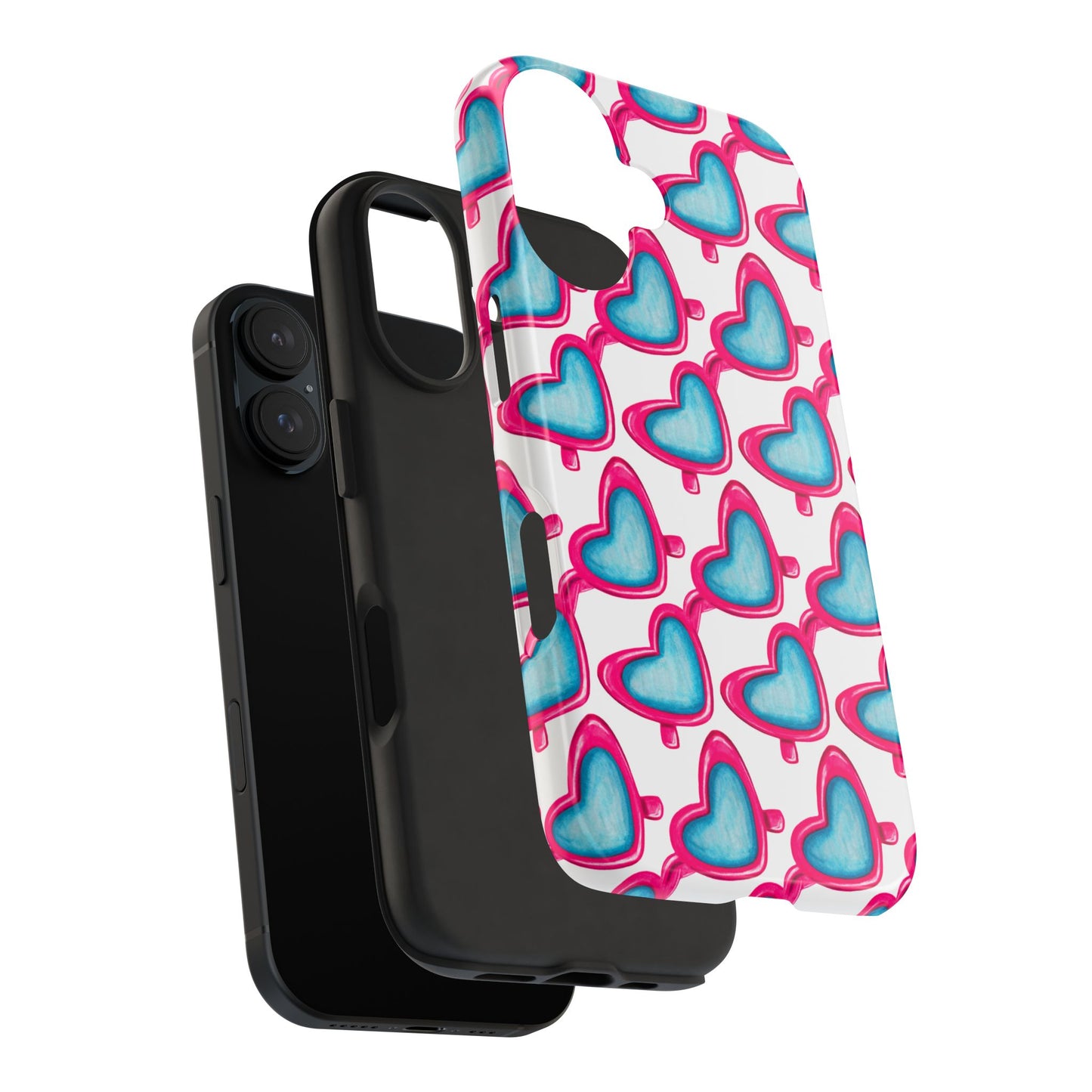 Pink Heart Shaped Sunglasses Watercolor Illustrated Tough Phone Case | Various Models