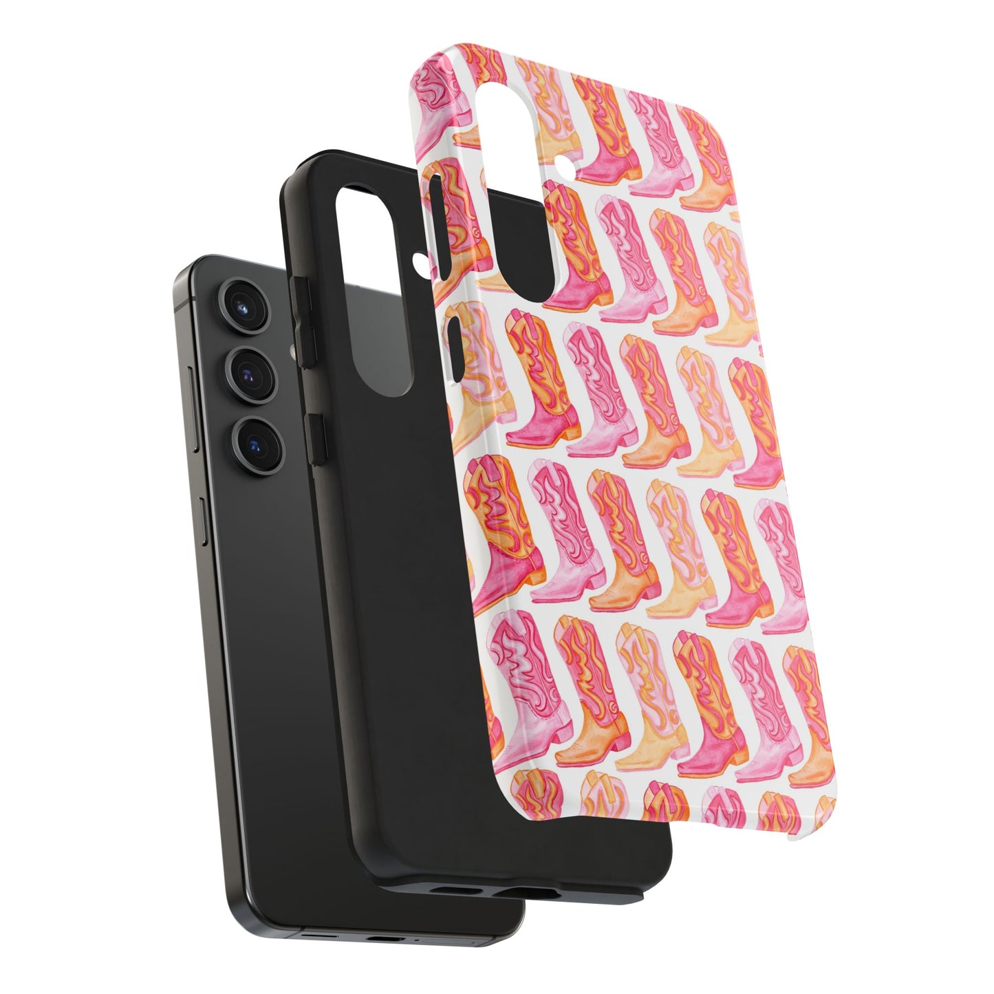 Rows of Hot Pink & Orange Cowboy Boots Tough Phone Cases | Various Models Available