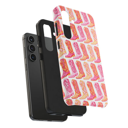 Rows of Hot Pink & Orange Cowboy Boots Tough Phone Cases | Various Models Available