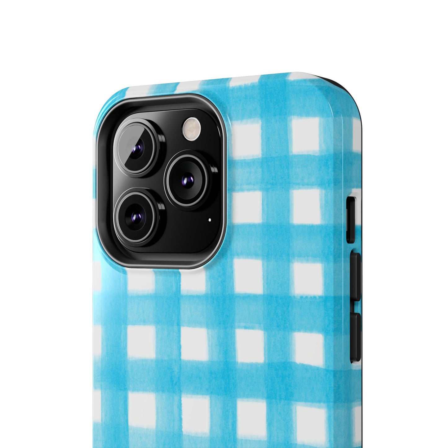 Turquoise Gingham Watercolor Illustrated Tough Phone Case | Various Models Available