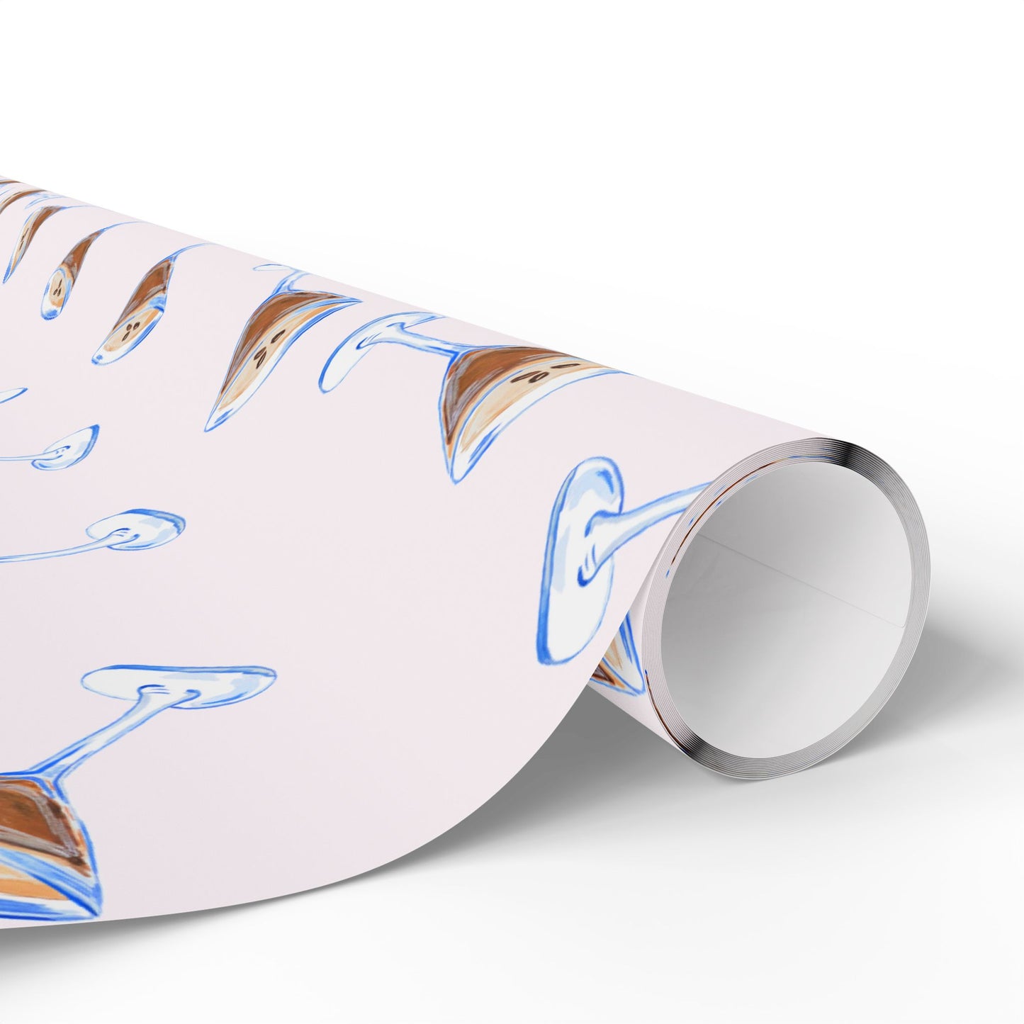 Gift Wrap | Pale Pink Blush Watercolor Espresso Martini Tossed Pattern | Matte or Glossy