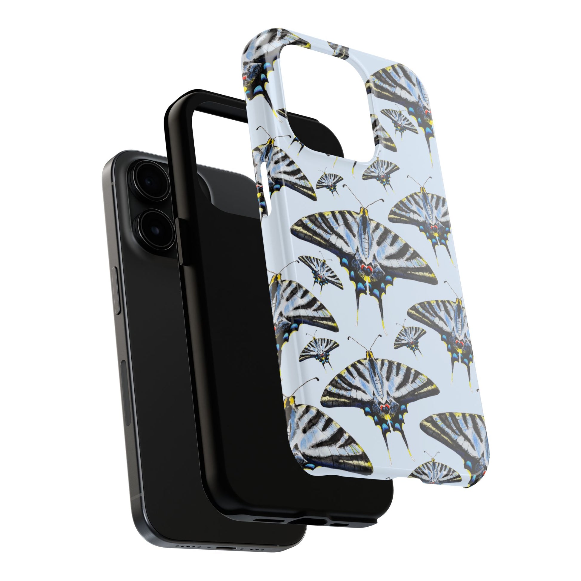 Light Blue Swallowtail Butterflies Watercolor Illustrated Pale Blue Tough Phone Case | Various Models