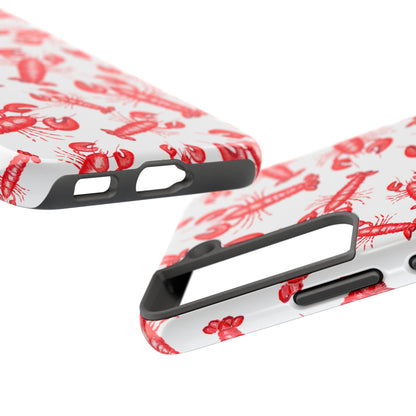Watercolor Red Lobster Coastal Illustrated Patterned Tough Phone Case | Various Models