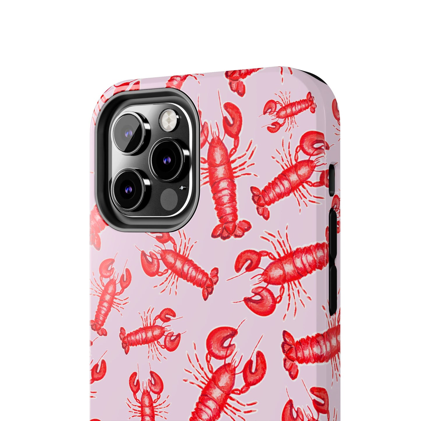 Red Lobster Watercolor Illustrated Tossed Pattern Light Pink Coastal Nautical Tough Phone Case | Various Models