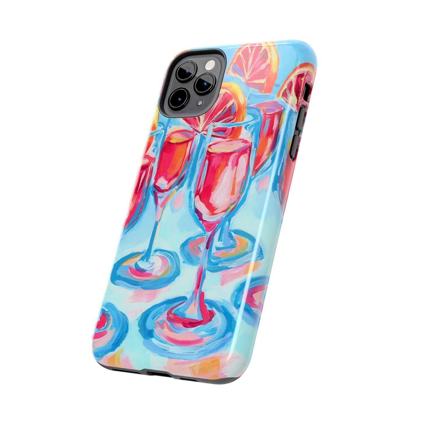 Pink Blood Orange Mimosas Blue Champagne Flute Acrylic Tough Phone Case | Various Models Available