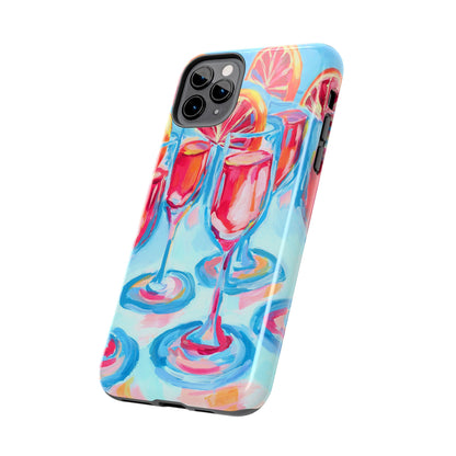 Pink Blood Orange Mimosas Blue Champagne Flute Acrylic Tough Phone Case | Various Models Available