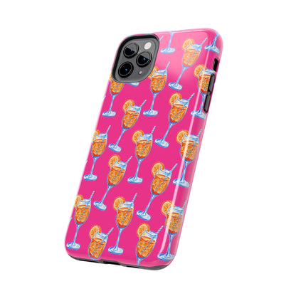 Orange & Blue Aperol Spritz Watercolor Pattern Hot Pink Phone Case | Various Models