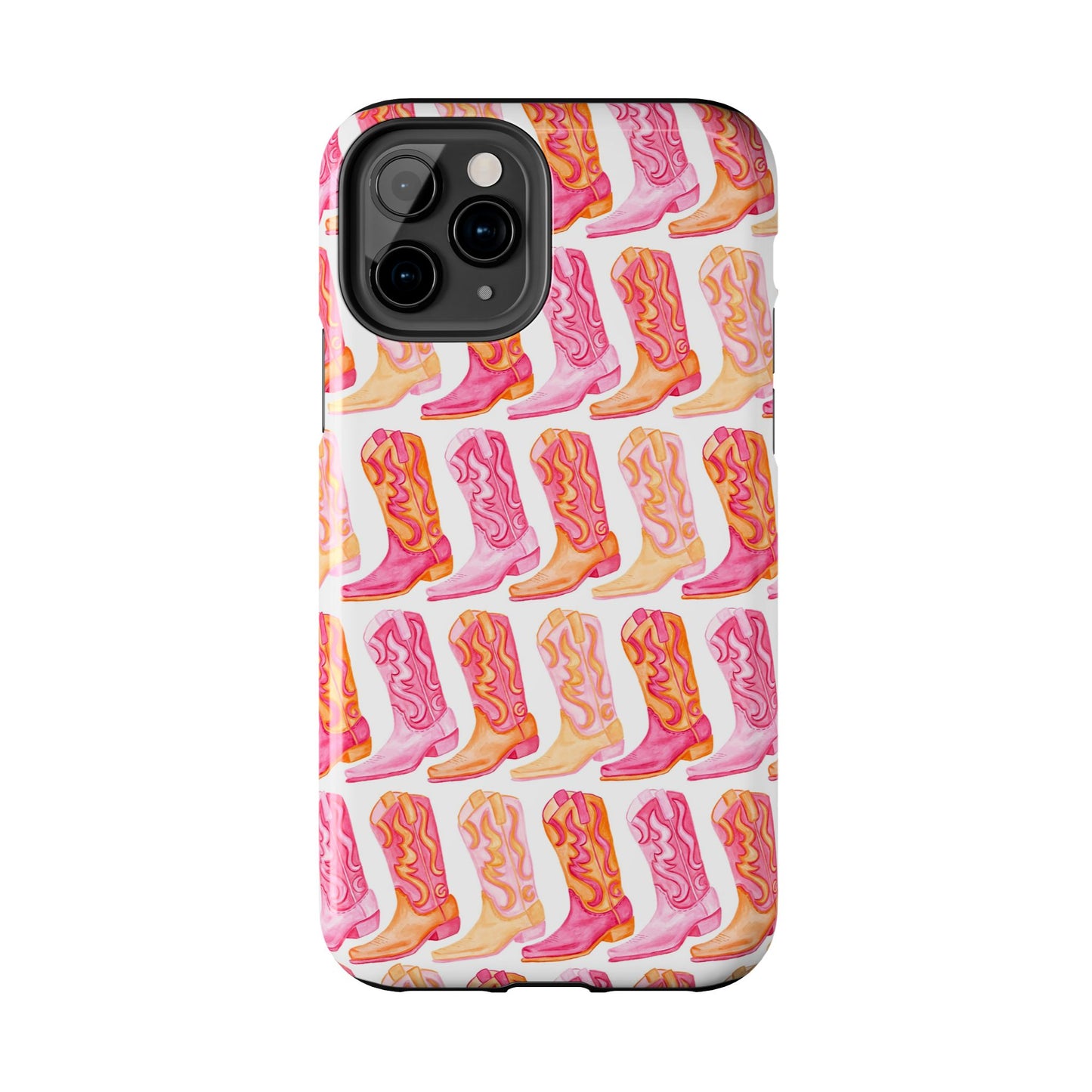 Rows of Hot Pink & Orange Cowboy Boots Tough Phone Cases | Various Models Available
