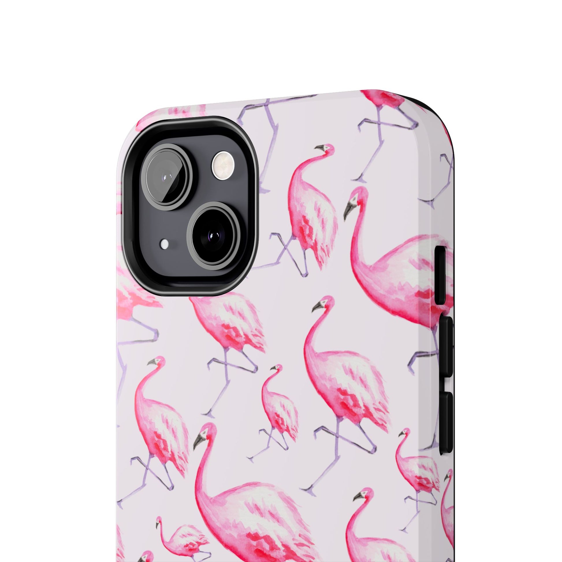 Pink Flamingos Watercolor Illustrated Tossed Pattern Blush Phone Case | Various Models