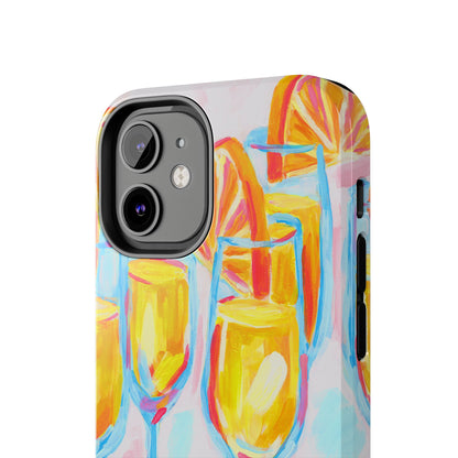 Pink Orange Mimosas Blue Champagne Flutes Abstract Acrylic Tough Phone Case | Various Models