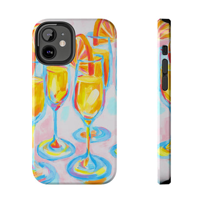 Pink Orange Mimosas Blue Champagne Flutes Abstract Acrylic Tough Phone Case | Various Models
