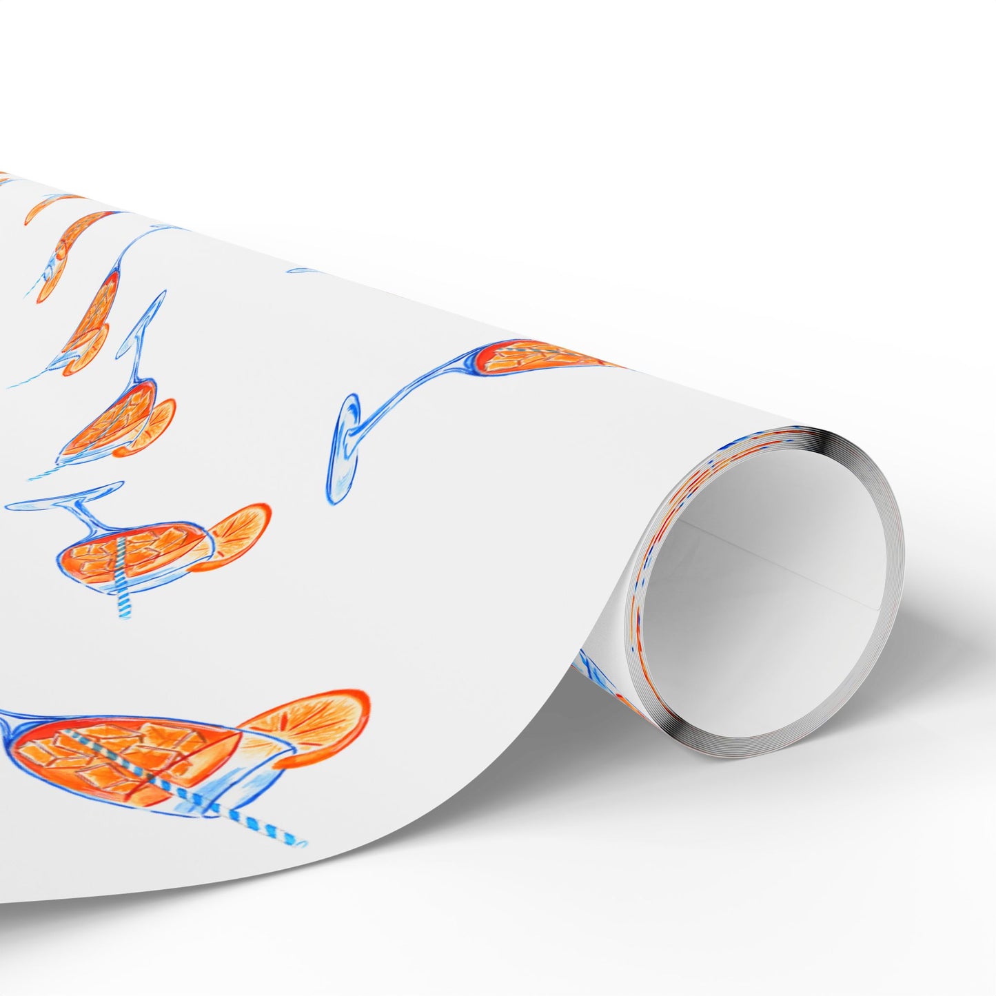 Aperol Spritz Gift Wrap Tossed Pattern | Matte or Glossy