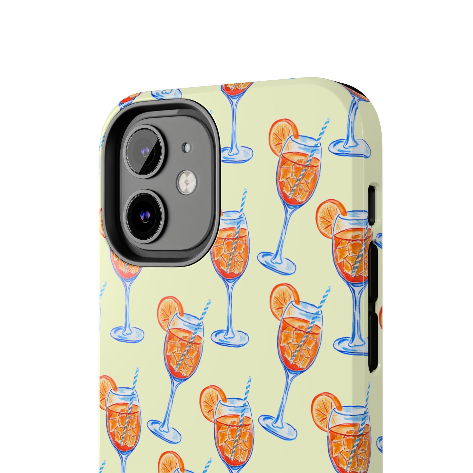 Lemon Yellow Orange & Blue Aperol Spritz Watercolor Patterned Tough Phone Case | Various Models