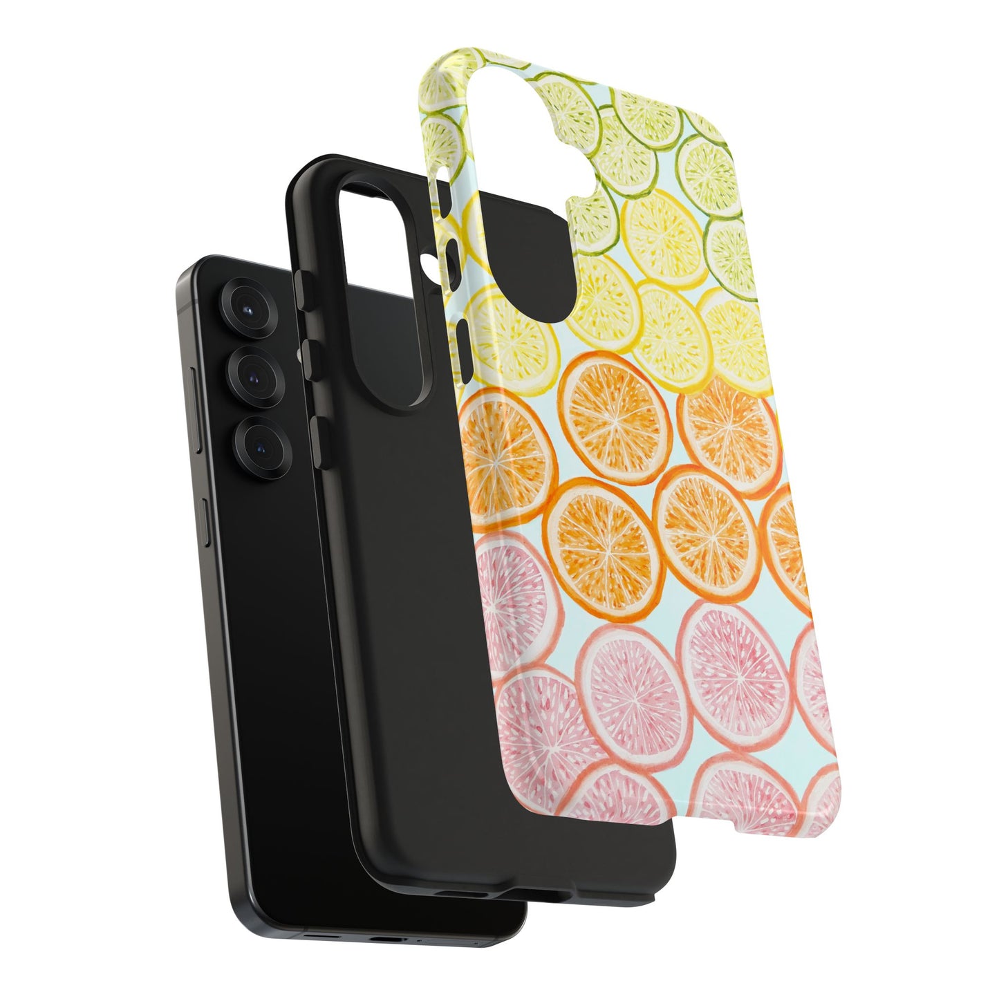 Ombré Citrus Grapefruit, Oranges, Lemons, & Limes Watercolor Illustrated Light Blue Tough Phone Case | Various Models Available