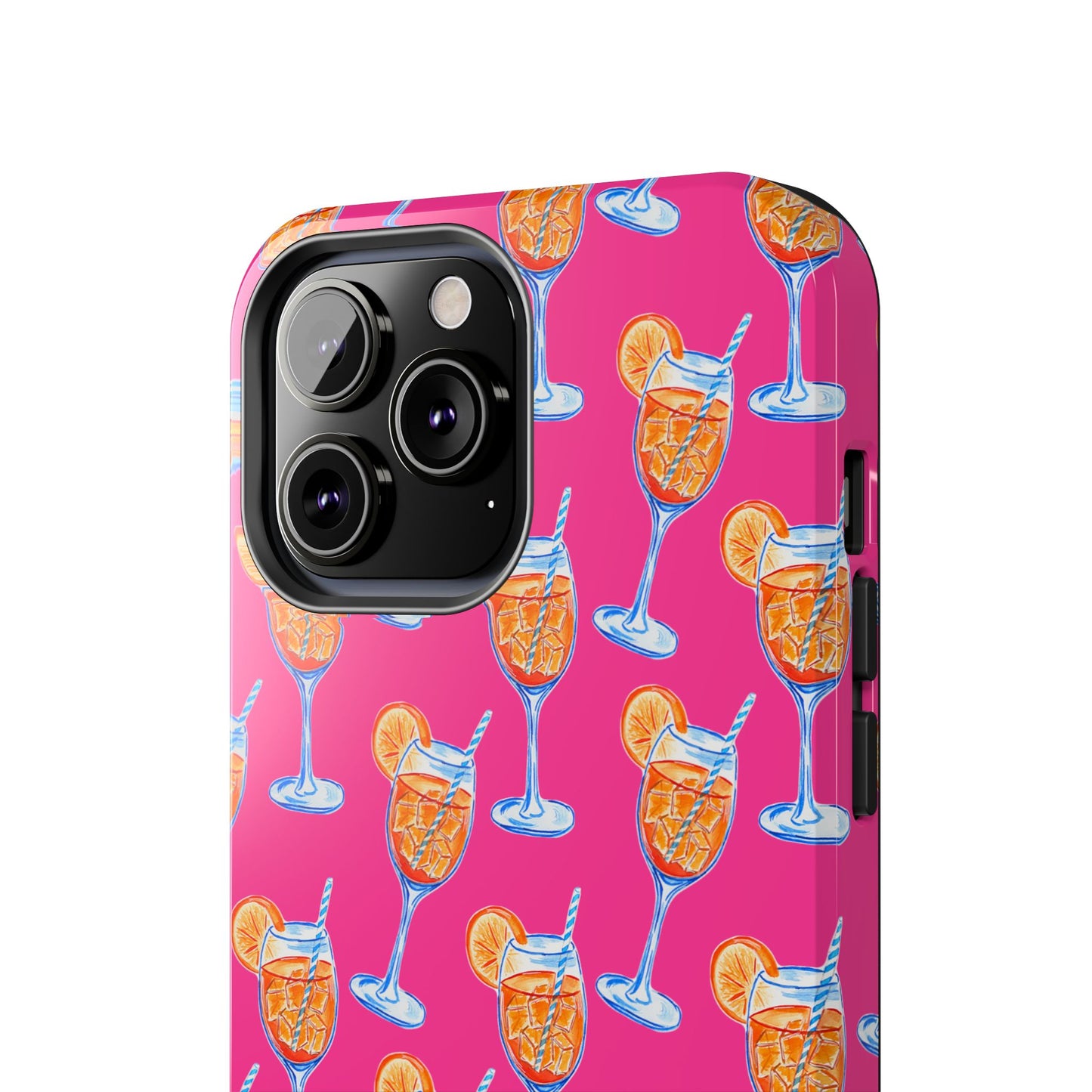 Orange & Blue Aperol Spritz Watercolor Pattern Hot Pink Phone Case | Various Models