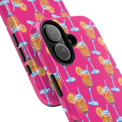 Orange & Blue Aperol Spritz Watercolor Pattern Hot Pink Phone Case | Various Models