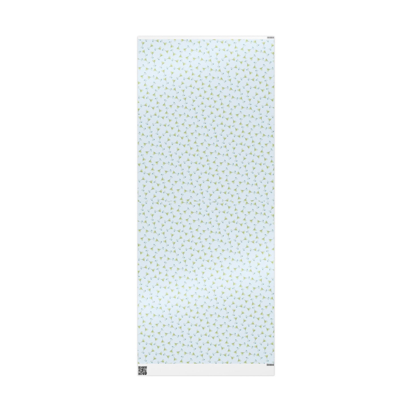 Gift Wrap| Mini Pale Blue Watercolor Martini Tossed Pattern | Matte or Glossy 30" x 72" Glossy