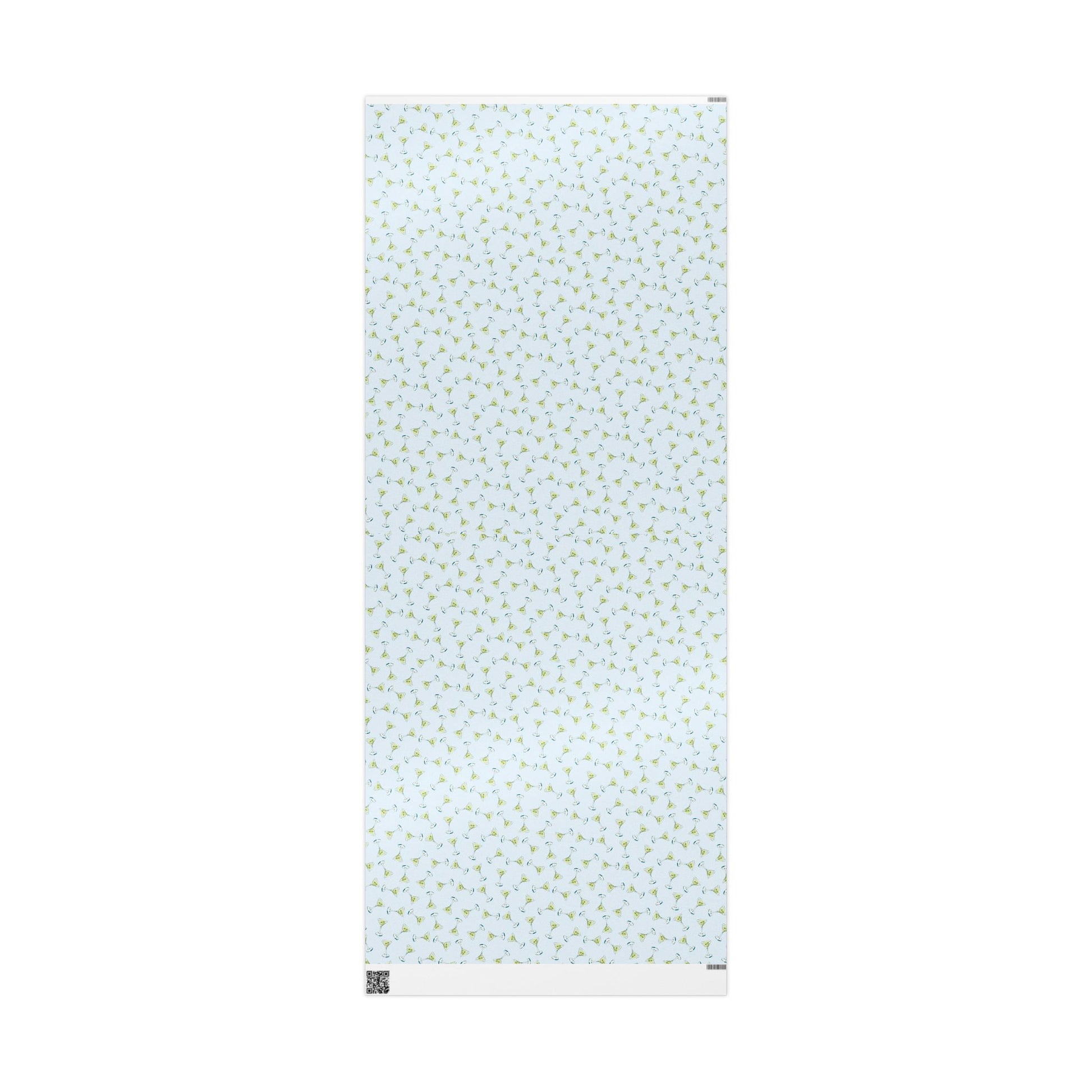 Gift Wrap| Mini Pale Blue Watercolor Martini Tossed Pattern | Matte or Glossy 30" x 72" Glossy