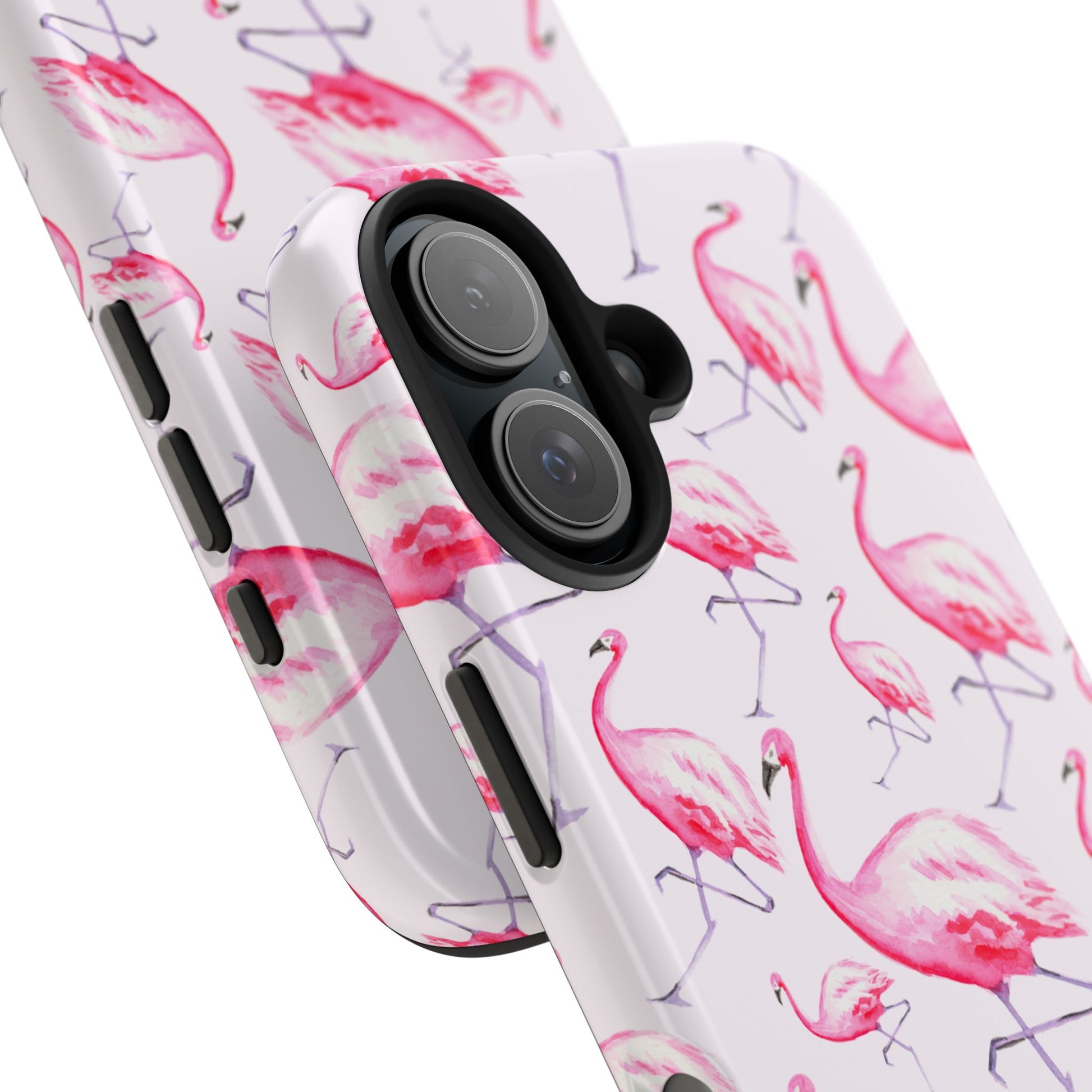 Pink Flamingos Watercolor Illustrated Tossed Pattern Blush Phone Case | Various Models