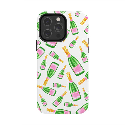 Copy of Tossed Pink and Green Watercolor Illustrated Champagne Bottles Pattern Tough Phone Case | Various Models