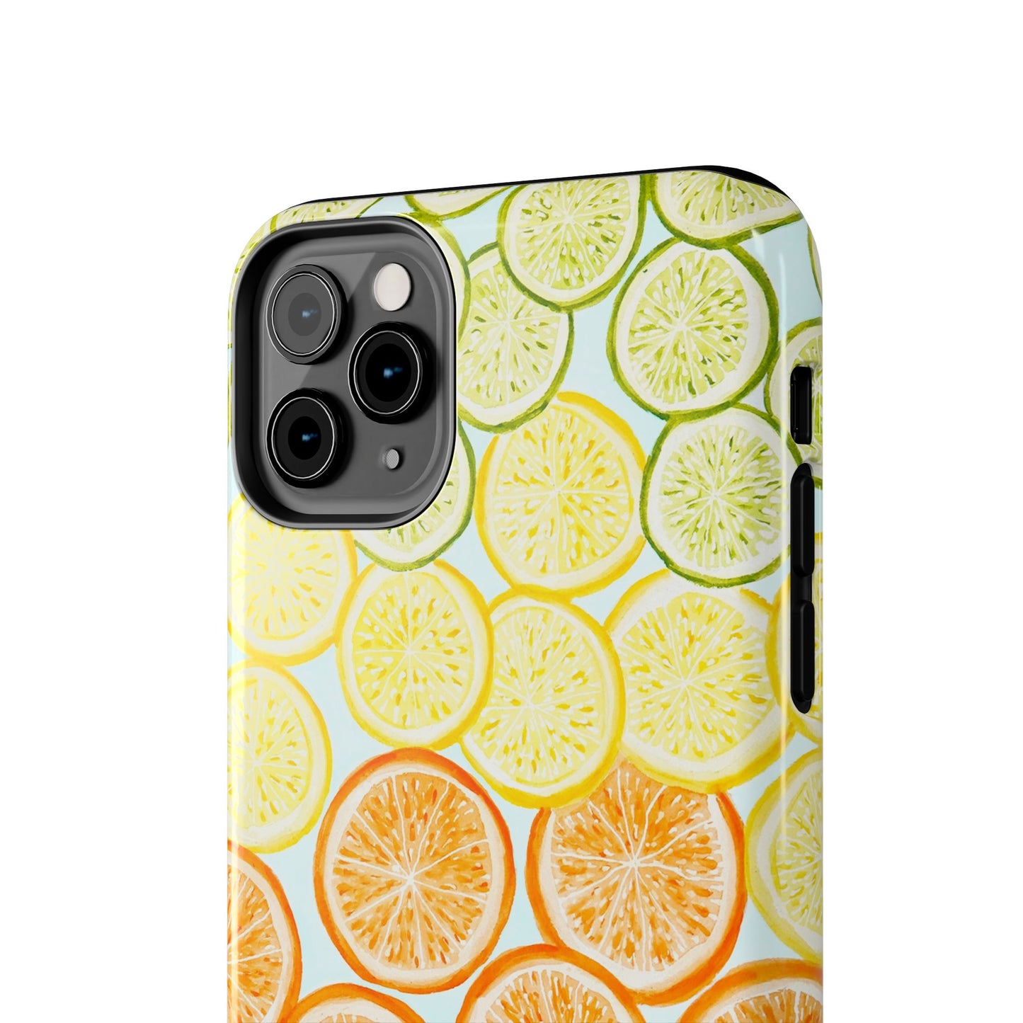 Ombré Citrus Grapefruit, Oranges, Lemons, & Limes Watercolor Illustrated Light Blue Tough Phone Case | Various Models Available