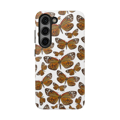Black & Orange Butterfly Watercolor Illustrated Tossed Pattern Tough Phone Case | Various Models Samsung Galaxy S23