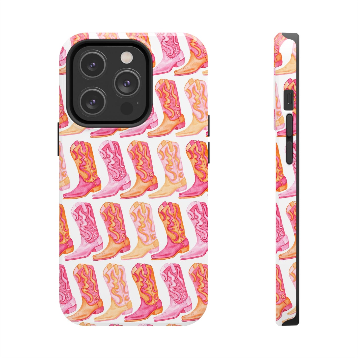 Rows of Hot Pink & Orange Cowboy Boots Tough Phone Cases | Various Models Available