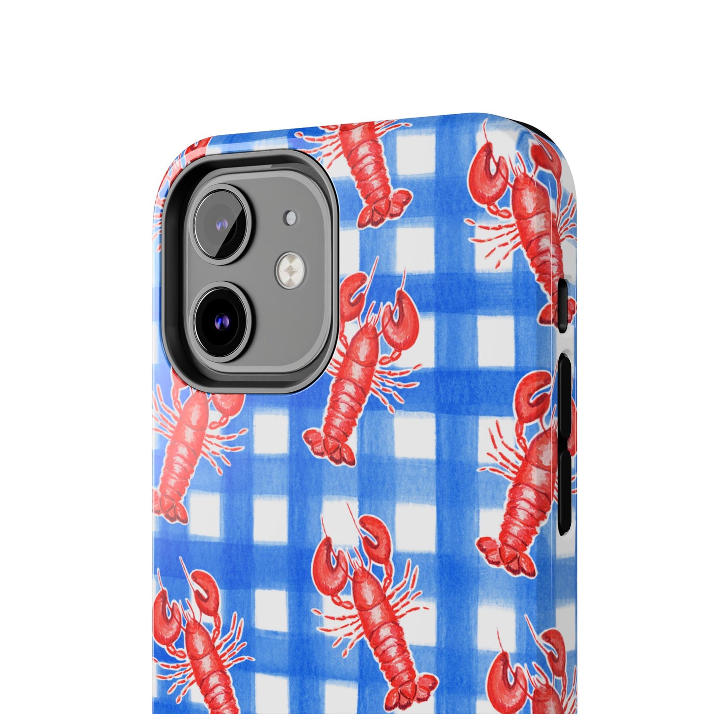 Blue Gingham Red Lobster Watercolor Patterned Phone Case | Various Models
