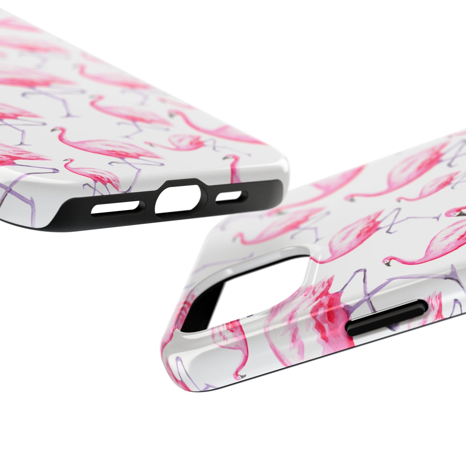 Hot Pink Flamingos Watercolor Illustrated Tossed Pattern Phone Case | Various Models