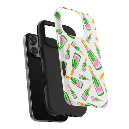 Copy of Tossed Pink and Green Watercolor Illustrated Champagne Bottles Pattern Tough Phone Case | Various Models