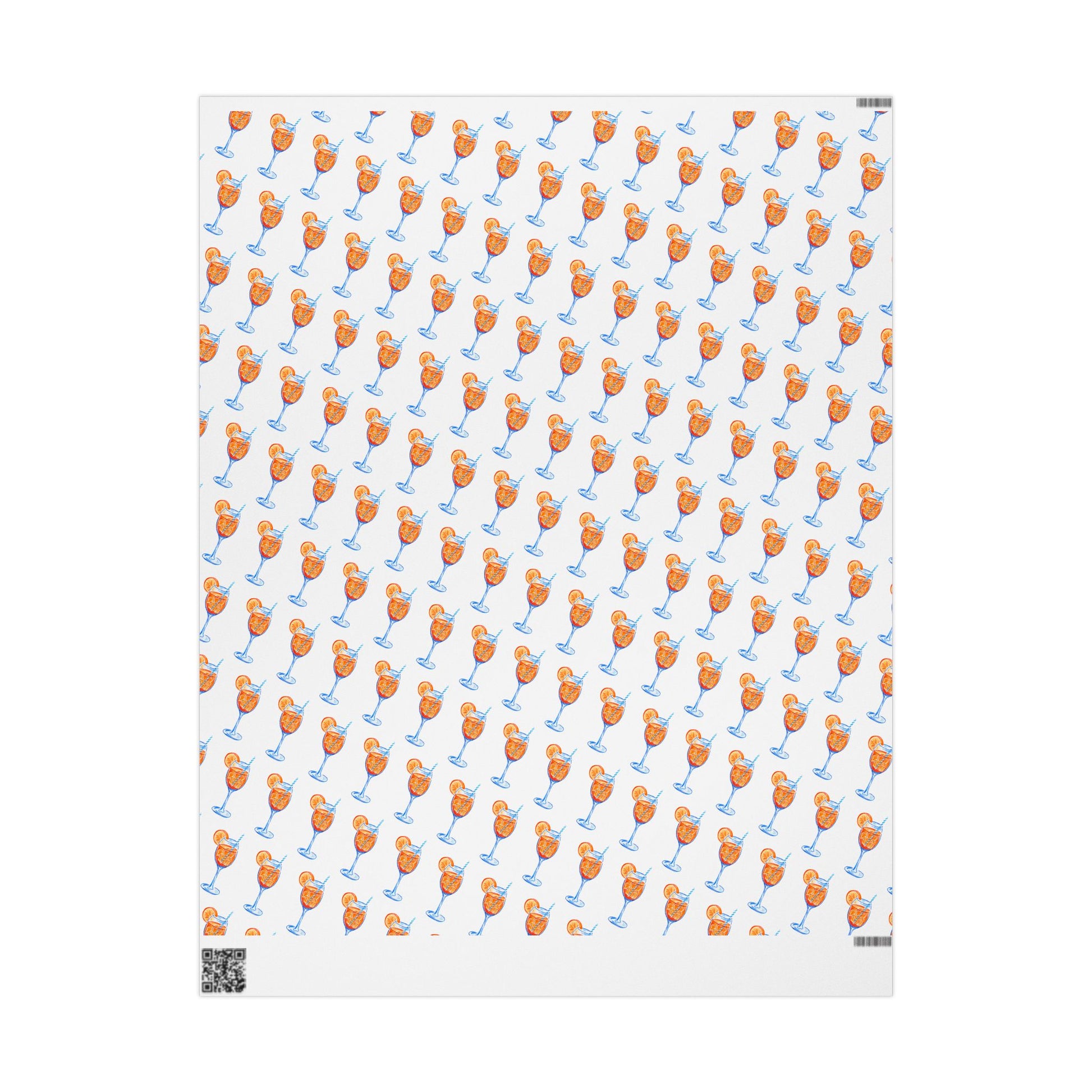 Aperol Spritz Gift Wrap Watercolor Illustrated | Matte or Glossy