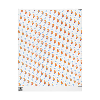 Aperol Spritz Gift Wrap Watercolor Illustrated | Matte or Glossy