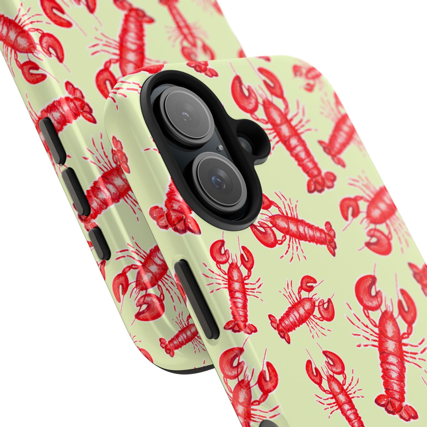 Red Lobster Watercolor Illustrated Tossed Pattern Light Yellow Tough Phone Case | Various Models