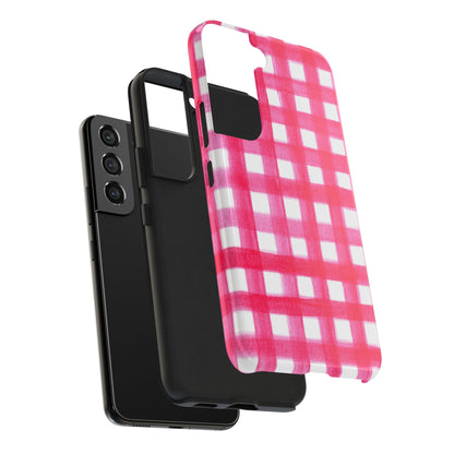 Hot Pink Gingham Watercolor Preppy Tough Phone Case | Various models
