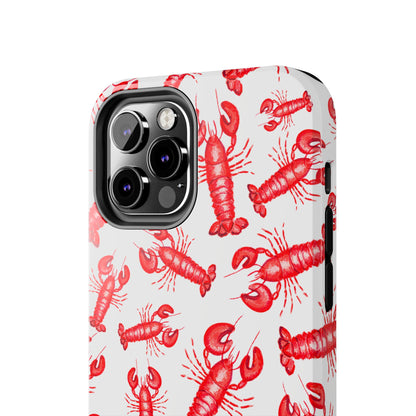 Watercolor Red Lobster Coastal Illustrated Patterned Tough Phone Case | Various Models
