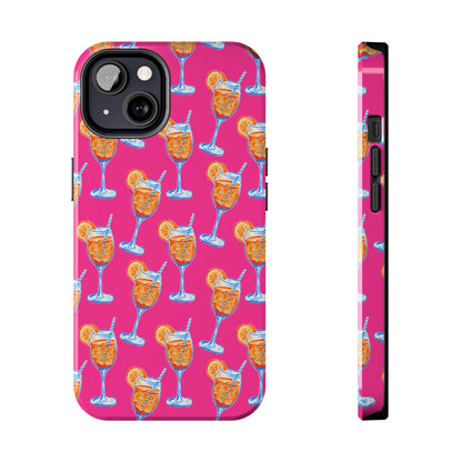 Orange & Blue Aperol Spritz Watercolor Pattern Hot Pink Phone Case | Various Models iPhone 13