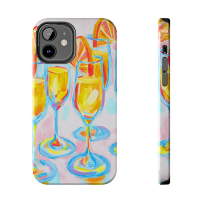Pink Orange Mimosas Blue Champagne Flutes Abstract Acrylic Tough Phone Case | Various Models
