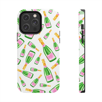 Copy of Tossed Pink and Green Watercolor Illustrated Champagne Bottles Pattern Tough Phone Case | Various Models