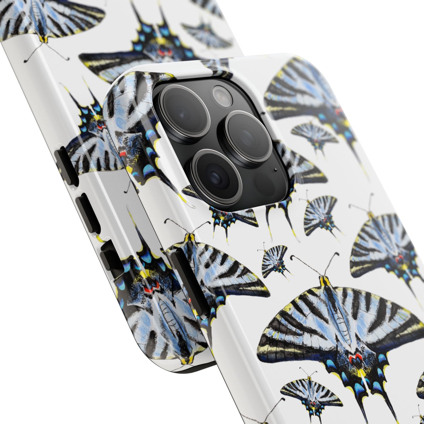 Light Blue Swallowtail Butterflies Watercolor Illustrated Pale Blue Tough Phone Case | Various Models