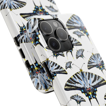 Light Blue Swallowtail Butterflies Watercolor Illustrated Pale Blue Tough Phone Case | Various Models