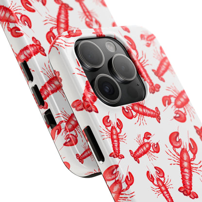 Watercolor Red Lobster Coastal Illustrated Patterned Tough Phone Case | Various Models