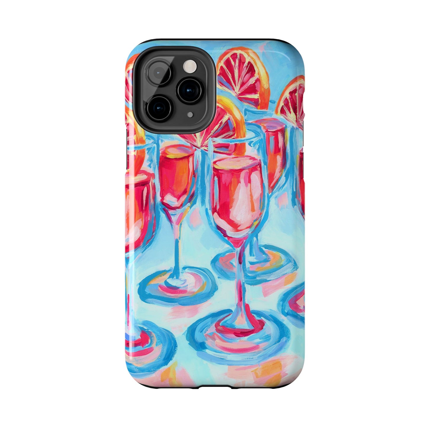 Pink Blood Orange Mimosas Blue Champagne Flute Acrylic Tough Phone Case | Various Models Available