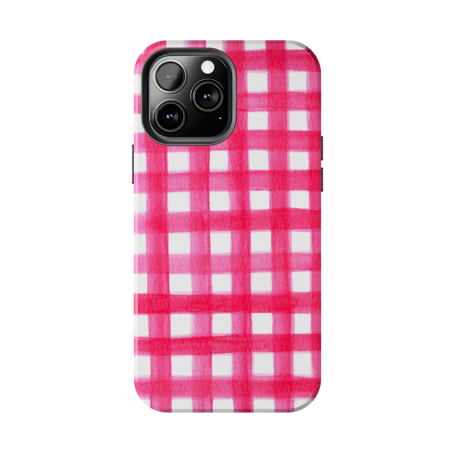 Hot Pink Gingham Watercolor Preppy Tough Phone Case | Various models